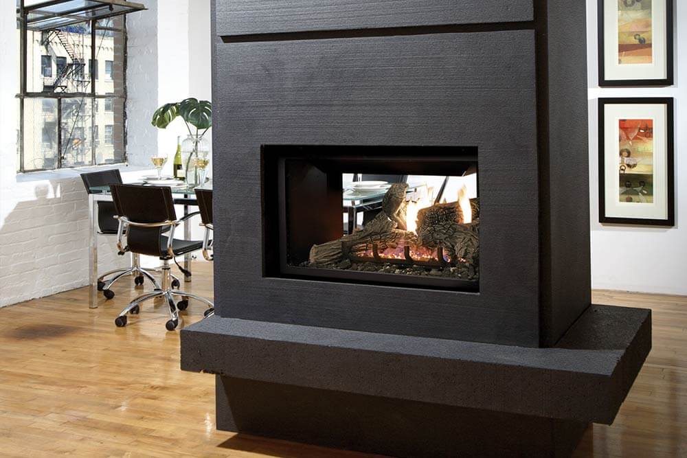 Kingsman fireplace MDVR31N MultiSided Peninsula OakLog