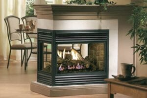 Kingsman fireplace MDVR31N MultiSided Peninsula OakLog