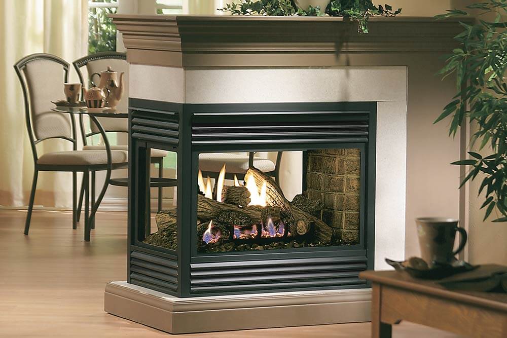 Kingsman fireplace MDVR31N MultiSided Peninsula OakLog