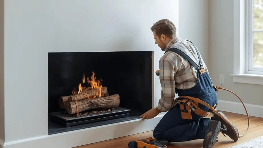 Technician performing furnace repair
