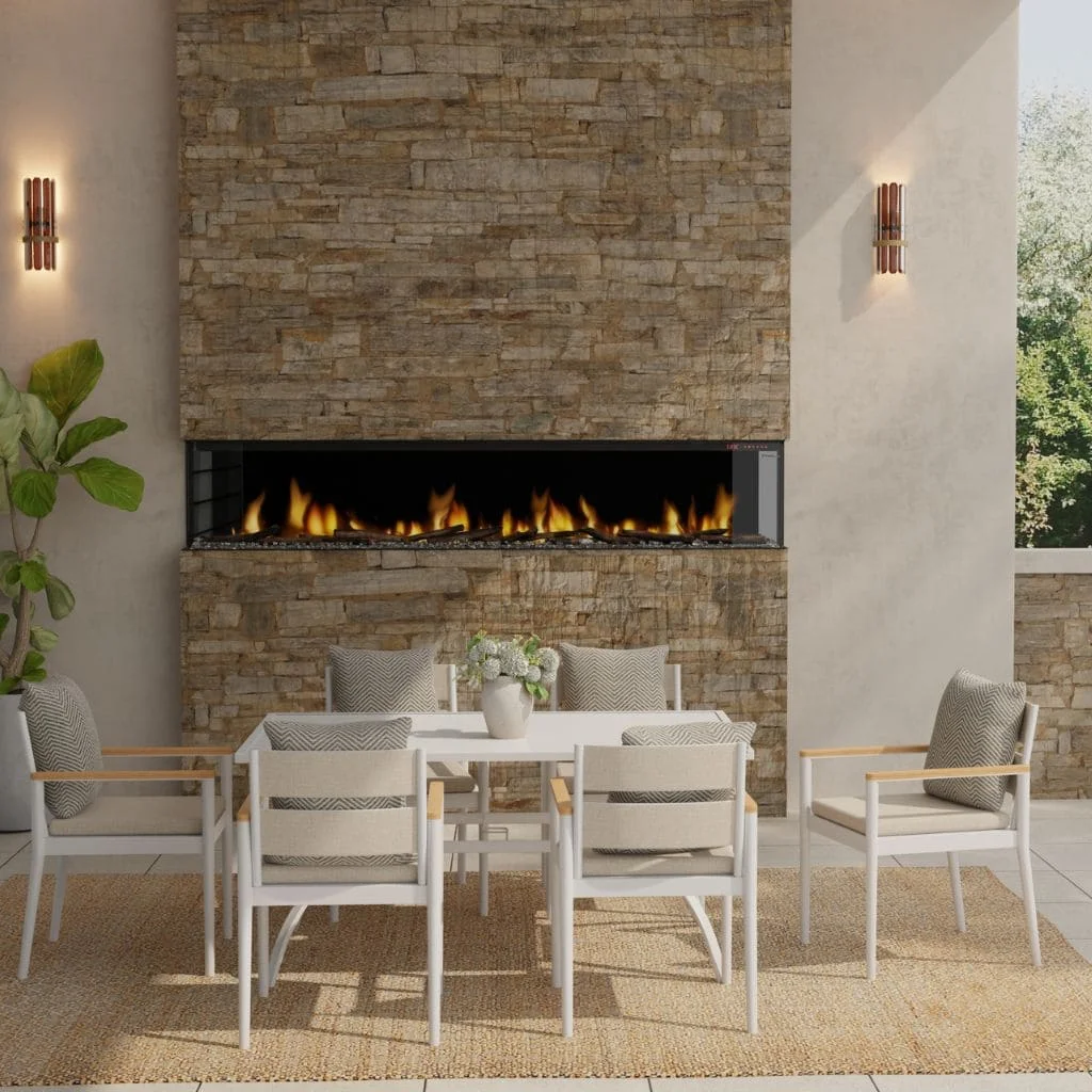 Outdoor electric fireplace installed Toronto