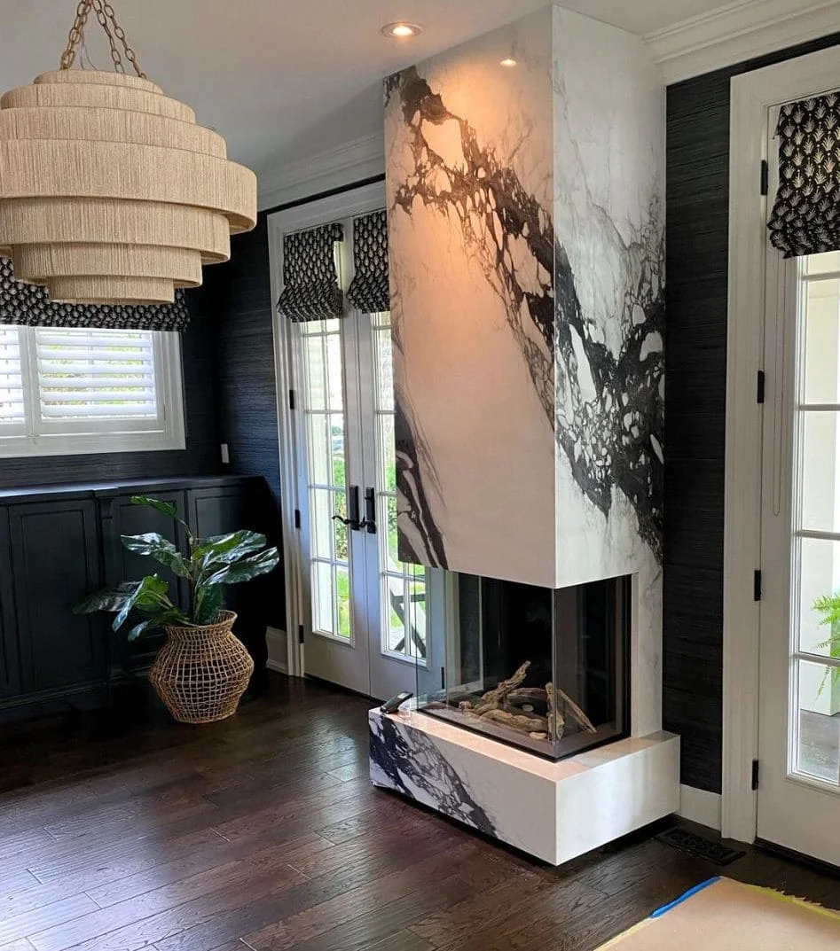Custom fireplace chimney with gas fireplace